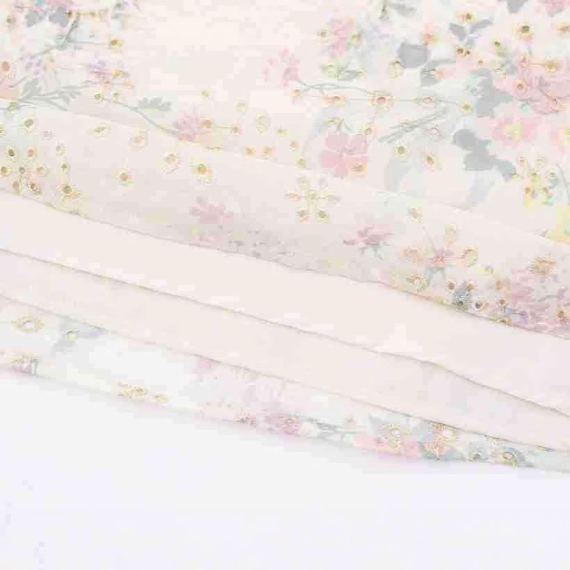 Square Neck Printed Waist-Cinched Short Sleeve Dress Long Skirt