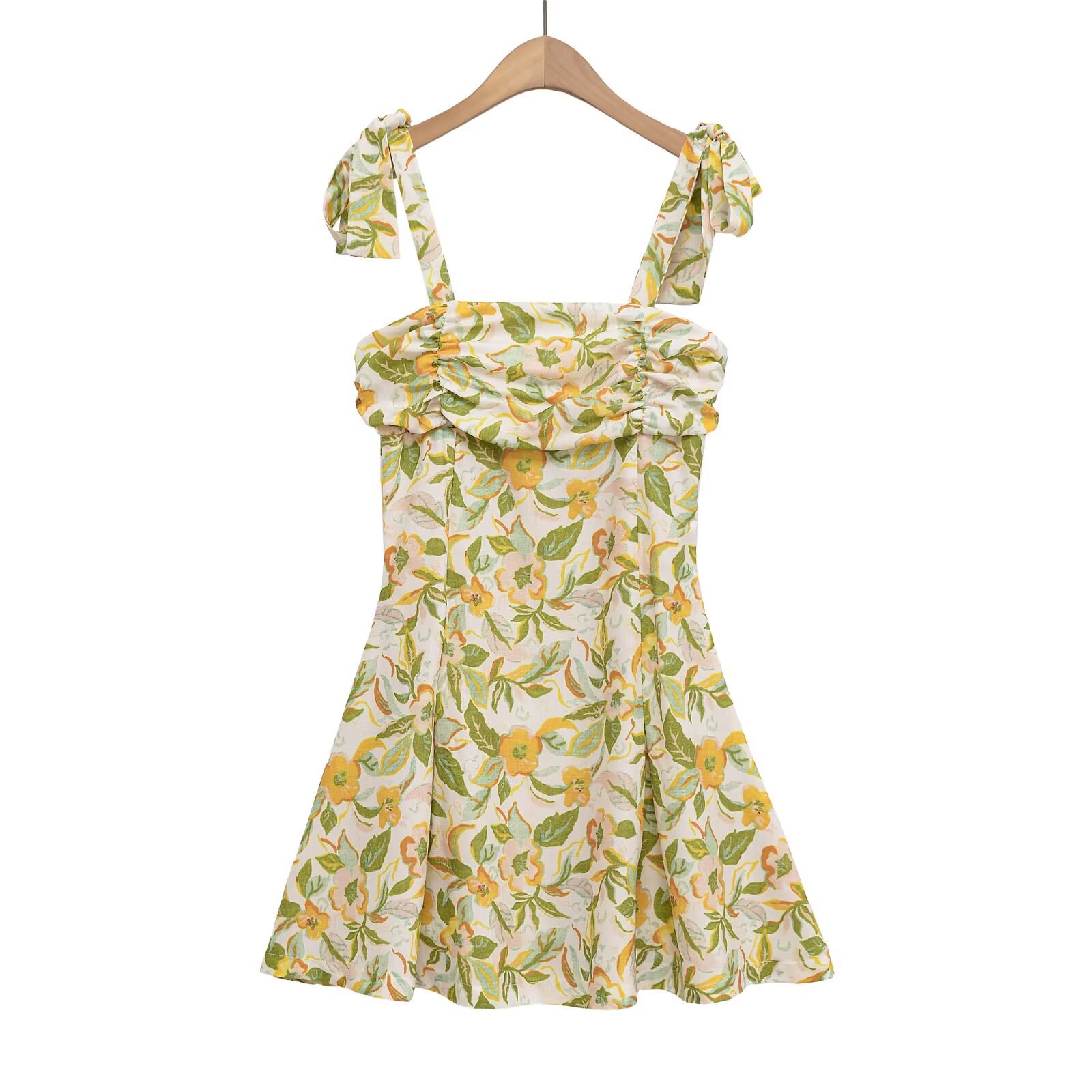 Women's Clothing Printed Linen Blend Short Dress