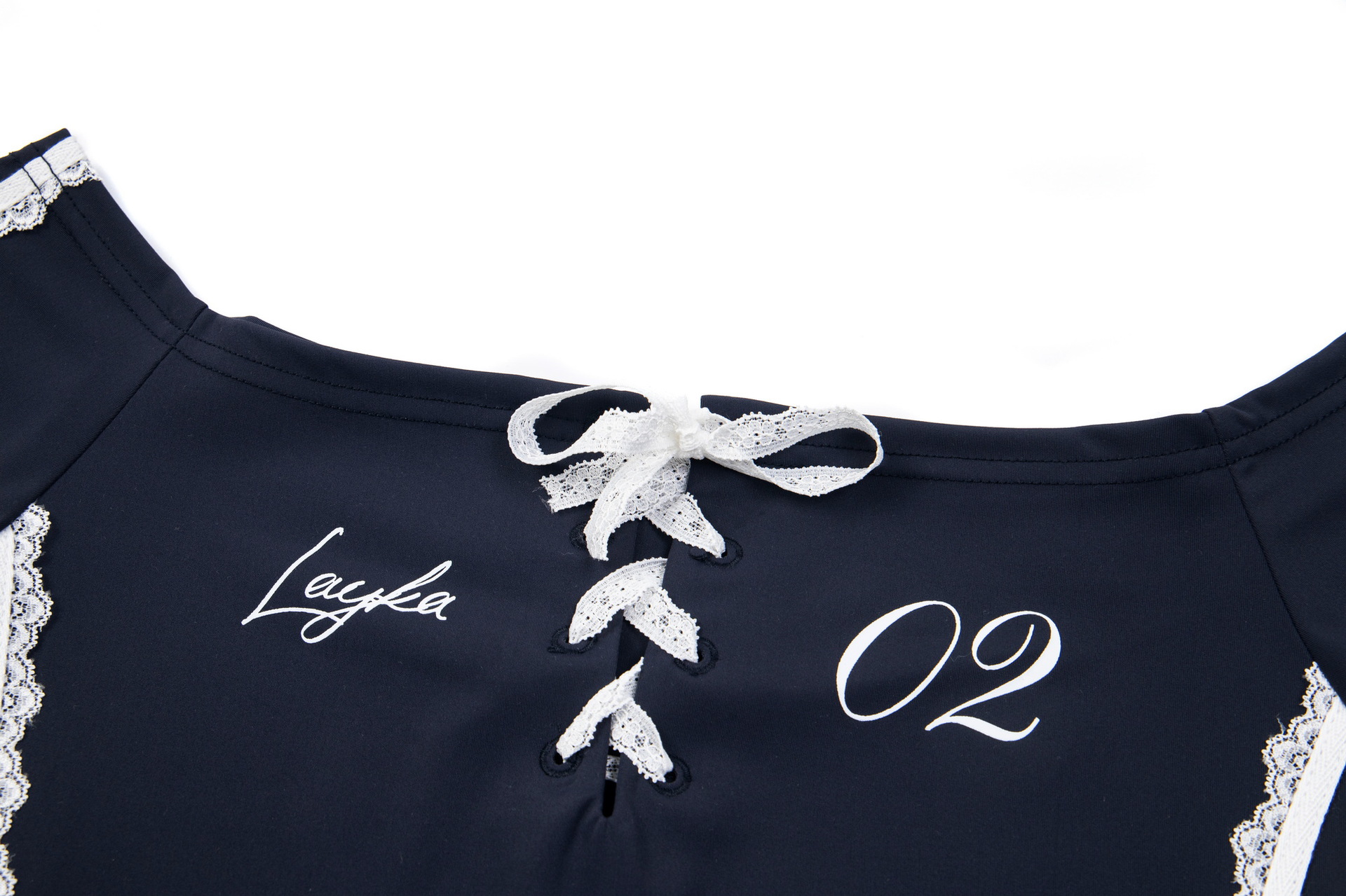 Women's Lace Letter Slim One-Shoulder Short Sleeve T-Shirt
