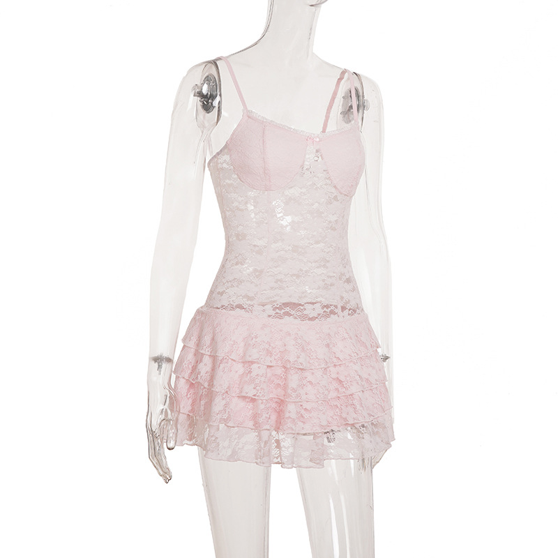 Band Neck A-Line Ruffle Hem Dress