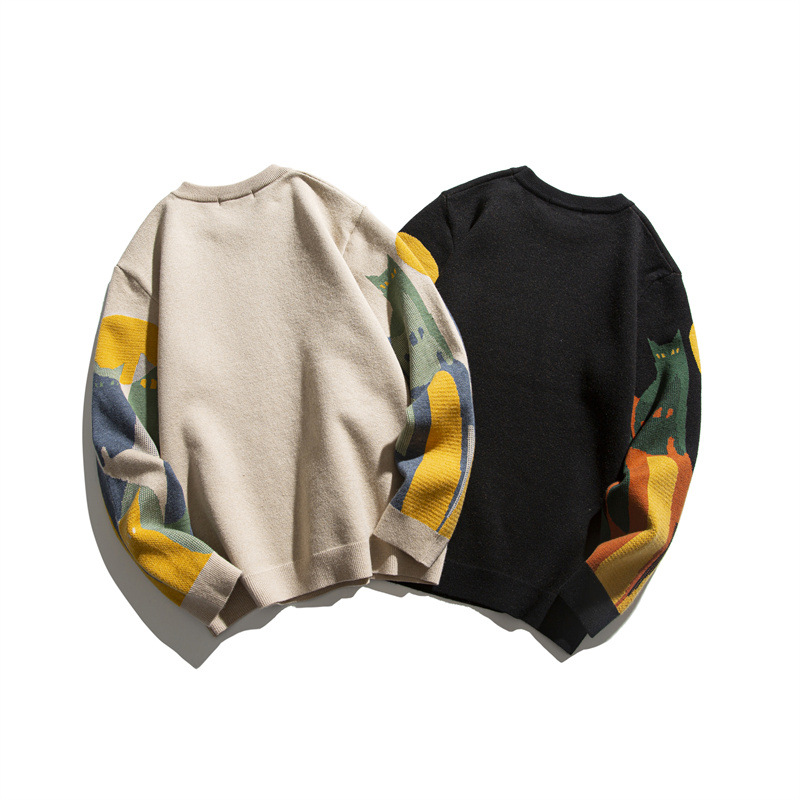 Japanese Workwear Oversized Color Block Long Sleeve Sweater