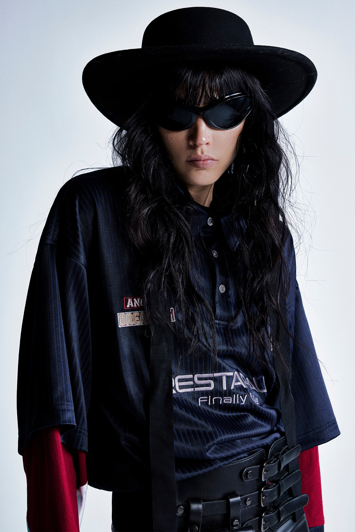 Color Block Full Arm Faux Layered Collared Shirt