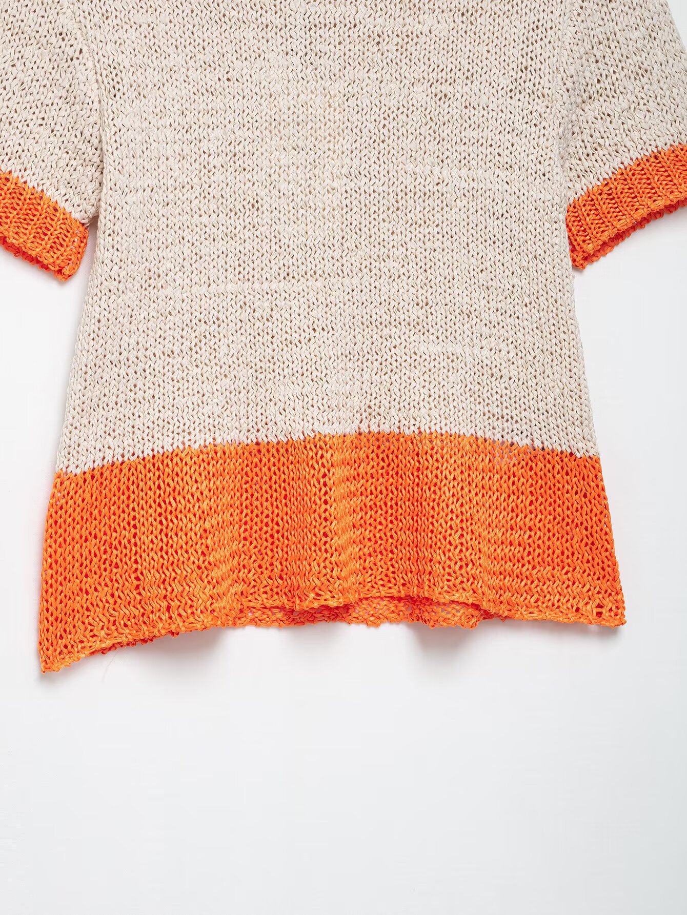 Fitted Three-Quarter Sleeve Polyester Accent Trim Sweater