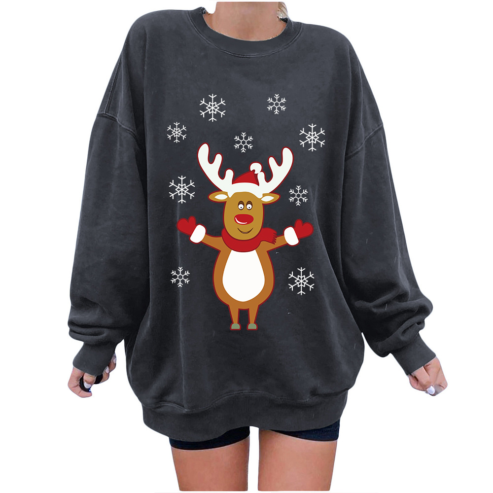 Loose Fit Cotton Blend 3D Deer Hoodie