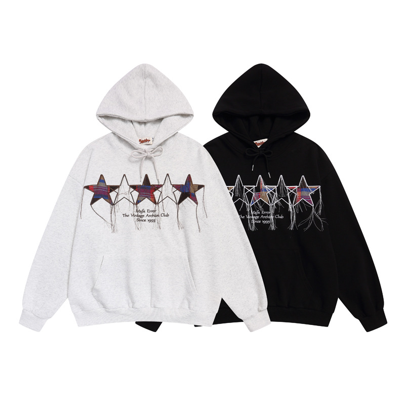 Oversized Streetwear Cotton Letter Print Sweatshirt with Hood