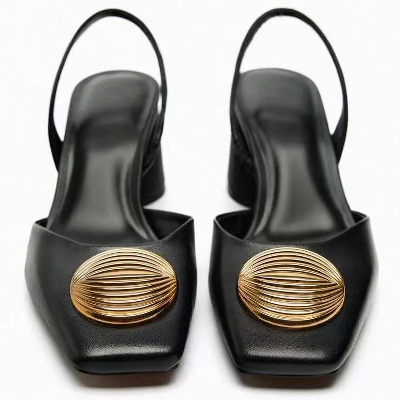 Black Chunky Heels Women Pumps Office Lady Metal Sequins High Heels Woman Pumps Elegant Luxury Heels For Women Shoes