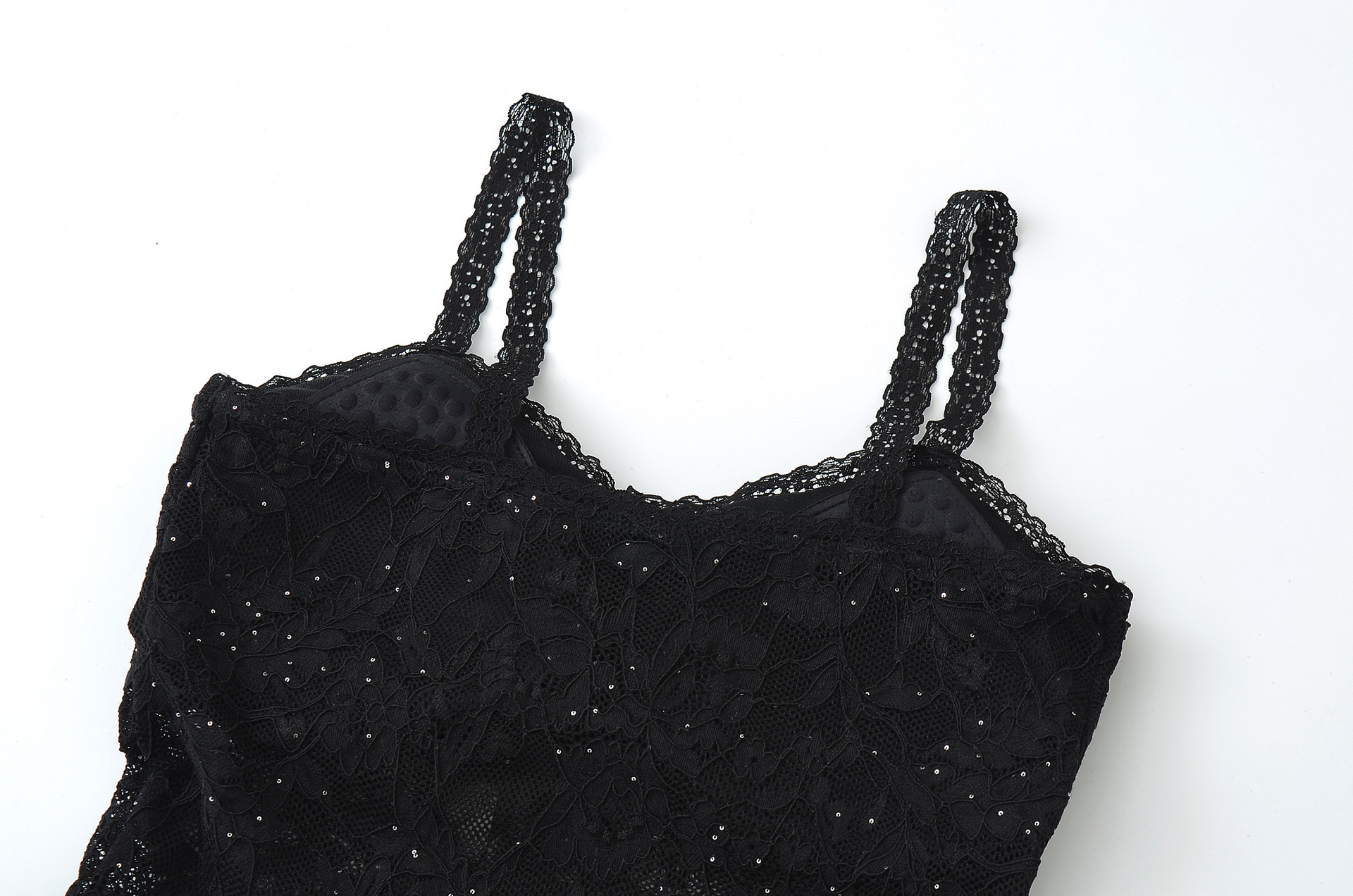 V-neck camisole lace ruffle sequin camisole