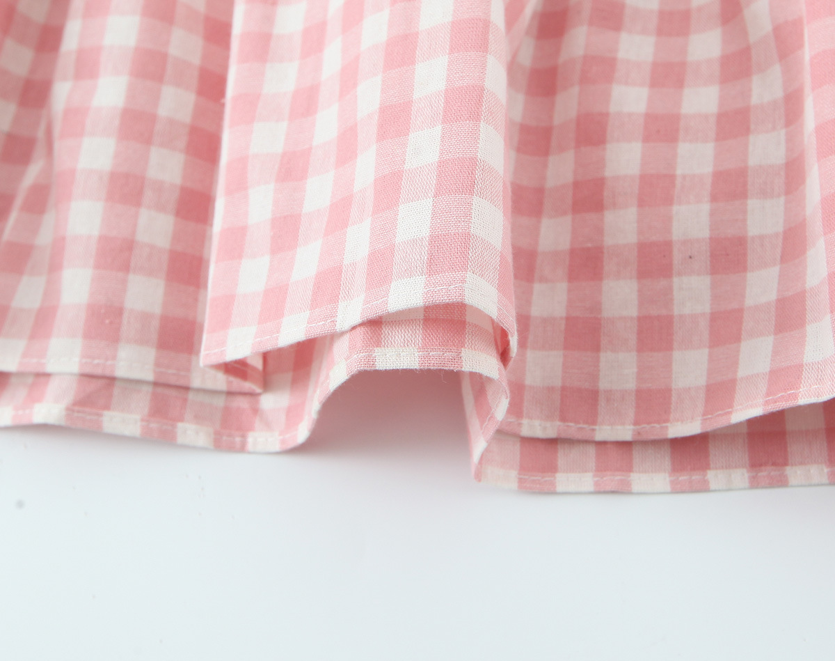 Plaid Belted Bow Suspenders Flared Hem Dress