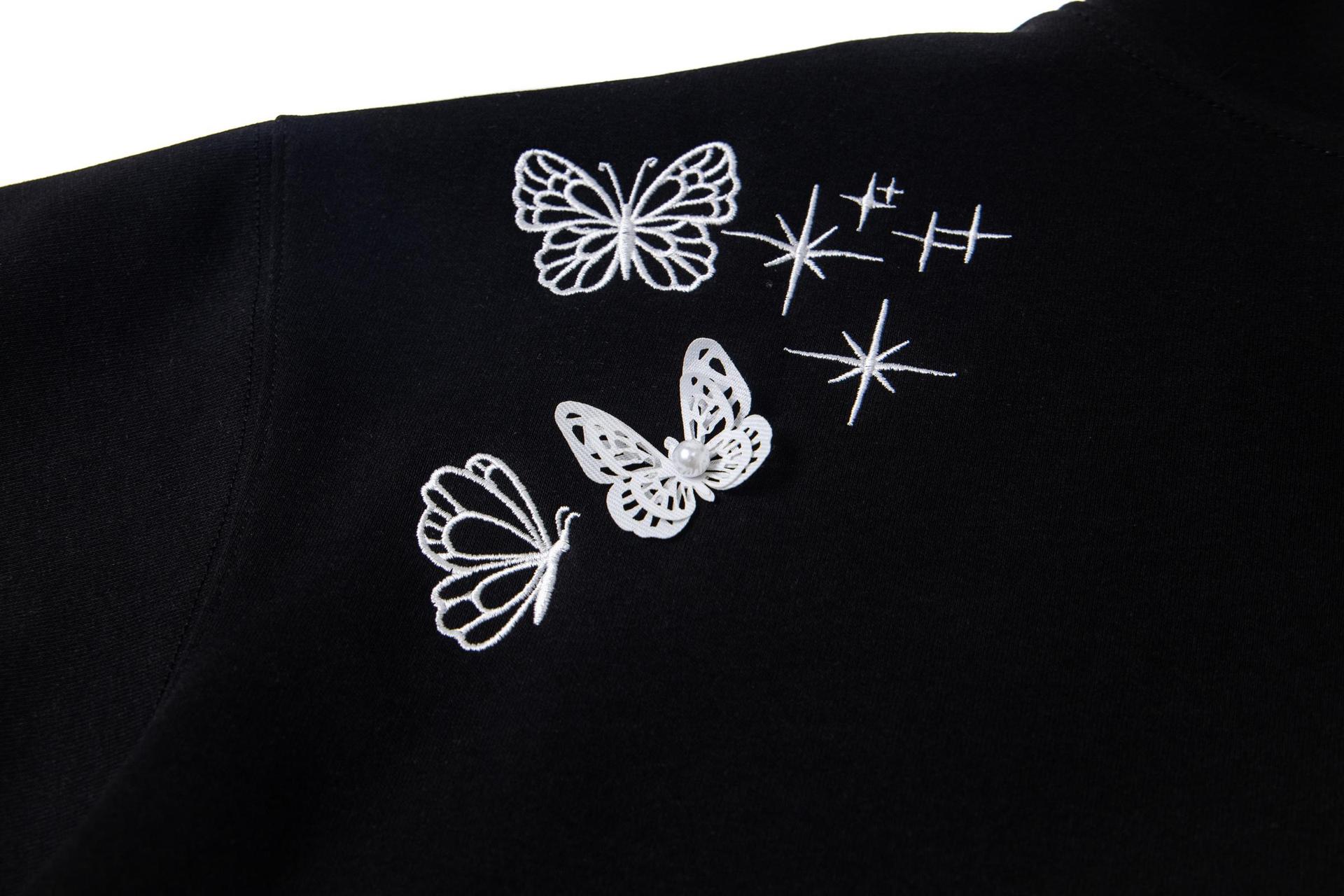 Cotton Swallowtail Embellished Hoodie