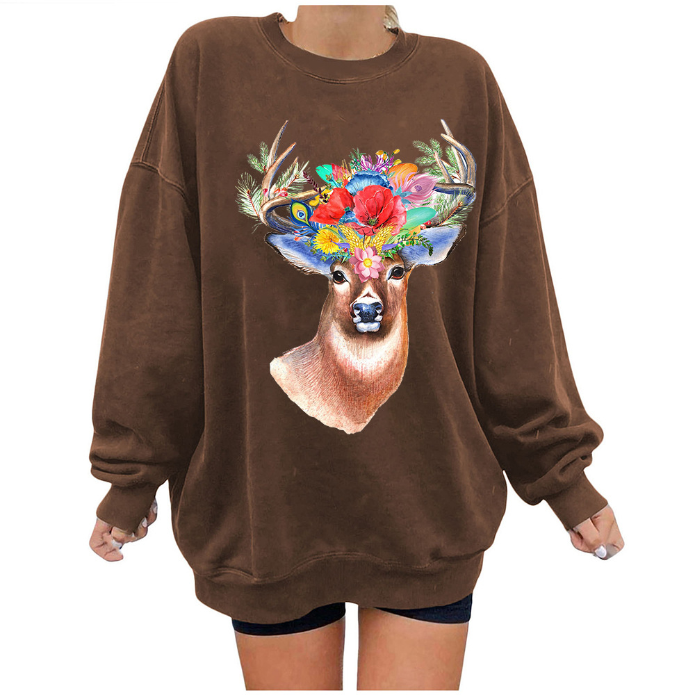 Women's Japanese Korean Oversized 3D Fawn Print Hoodie