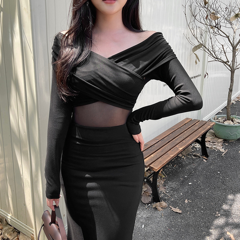 One Shoulder Full Sleeve Rayon Pencil Dress