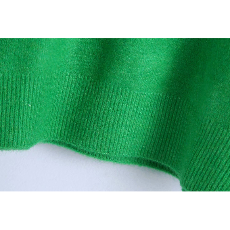 Women Fashion Solid Knit Sweater Top Long Sleeves High Neck Vintage Female Knitted Sweaters Pullover Chic Tops