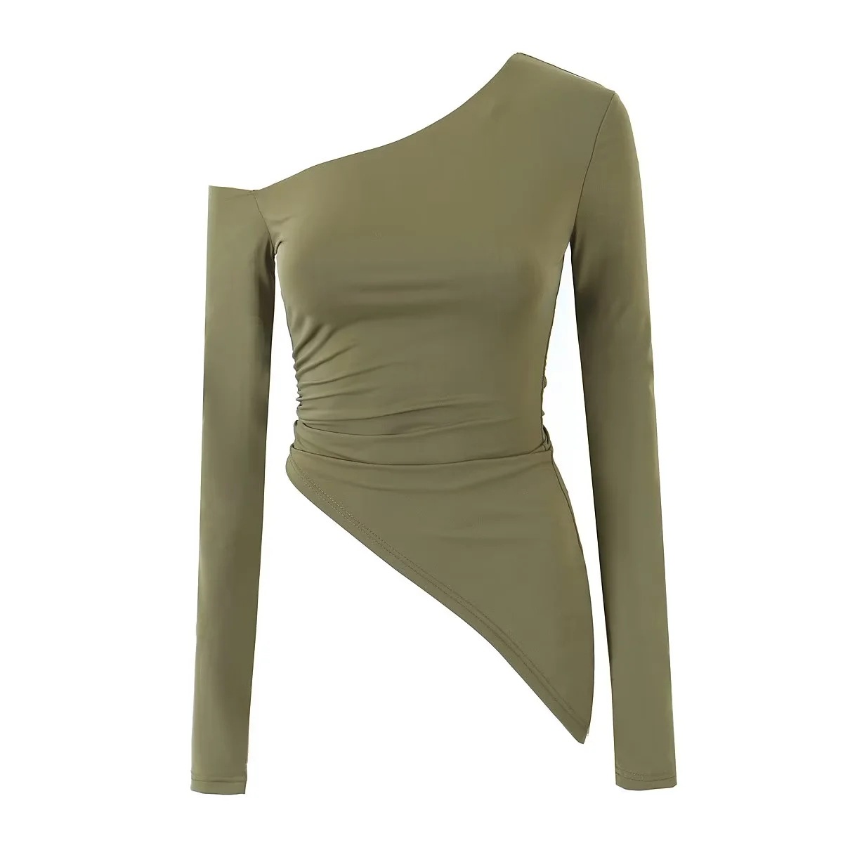 Asymmetric Gathered Stretch Top