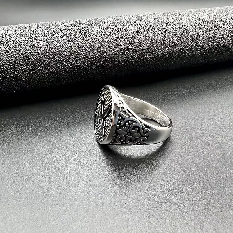 Vintage Punk Style Jewelry Titanium Steel Polishing Knife Stainless Steel Men's Ring