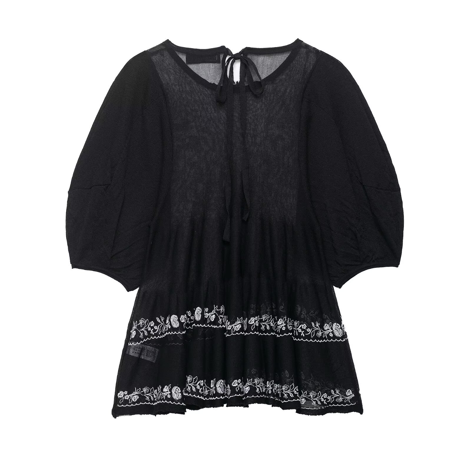 Women's Fashion Casual Embroidered Fine Knit Long Shirt