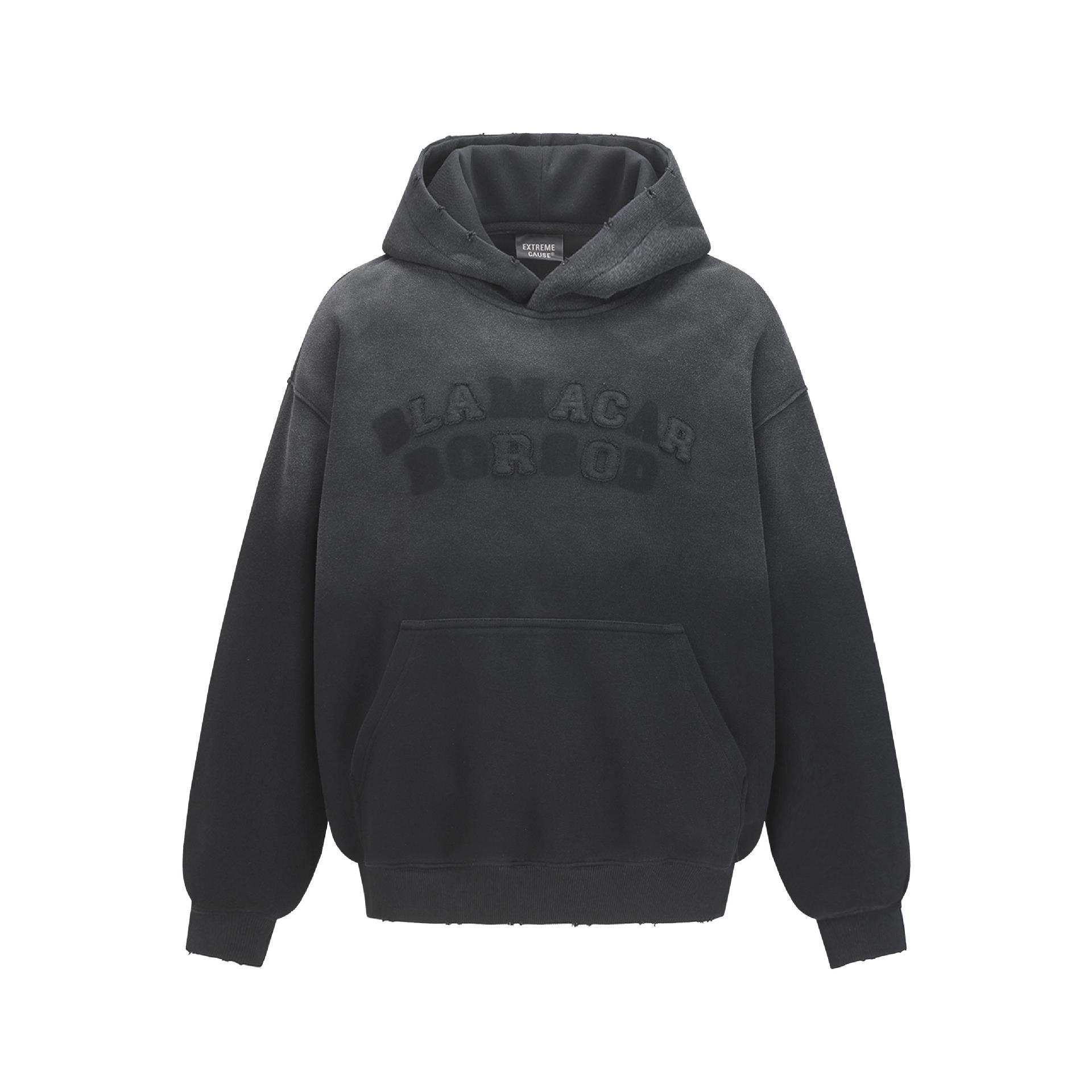 Ombre Typography Stitched Hoodie