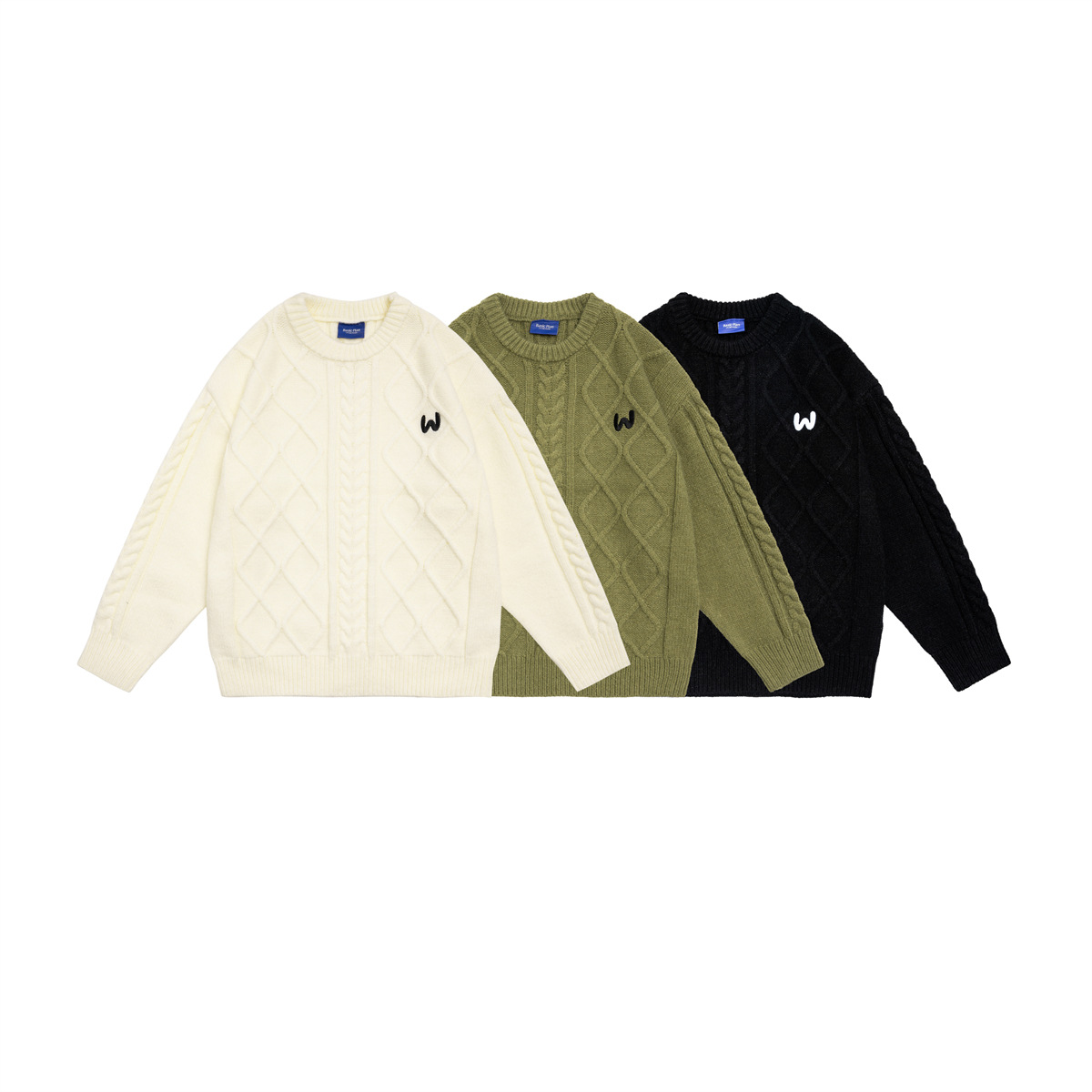Japanese Geometric Stitch Colorblock Workwear Sweater