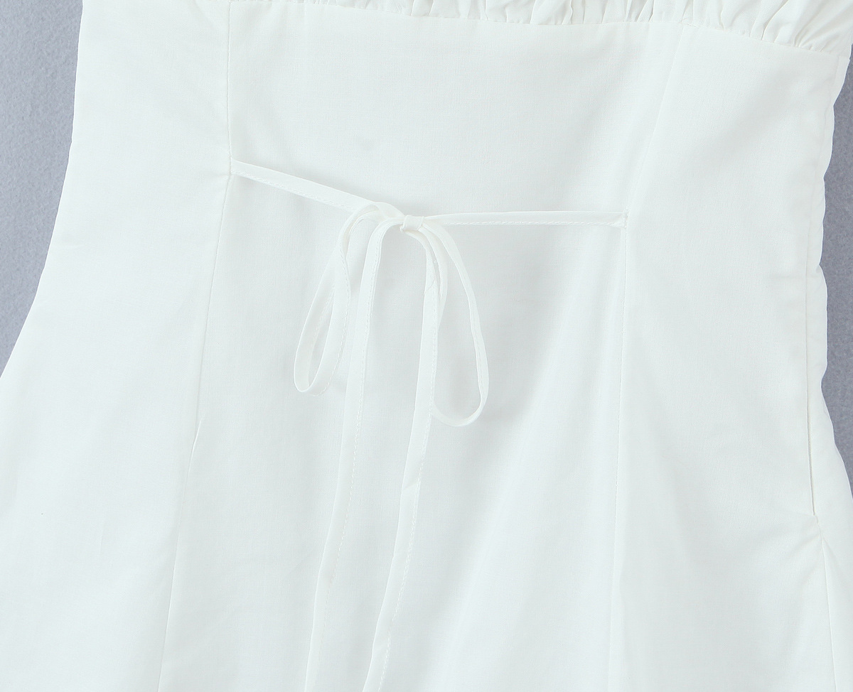Square collar lace patchwork sleeveless short dress