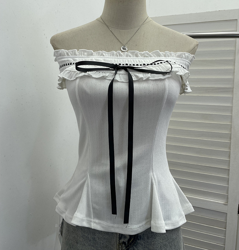 Ruffled Asymmetric Sleeveless Ribbon Knot Top