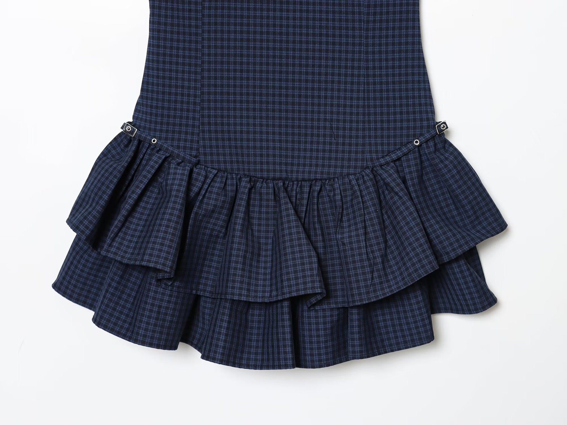 Sleeveless Half High Neckline Gingham Polyester Dress