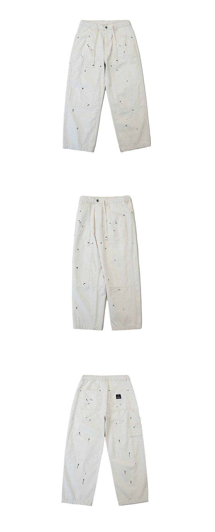 Dyeing Pattern Wide-Leg Work Pants High Waist Zipper Closure Pants