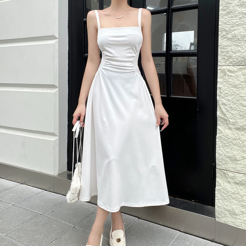 One-Shoulder Sleeveless Polyester Midi Dress