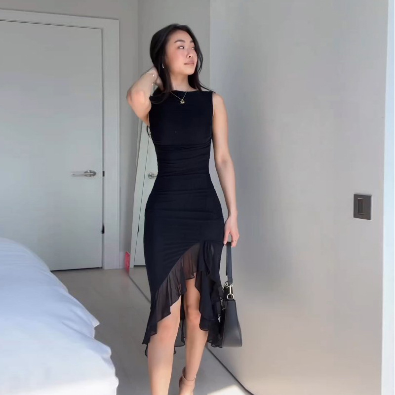 Mid-Rise A-Line Round Neck Contour Tank Dress