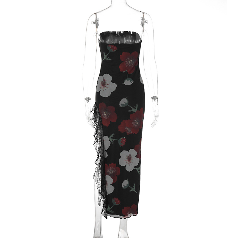 Bodycon Graphic Polyester Side Split Tank Dress