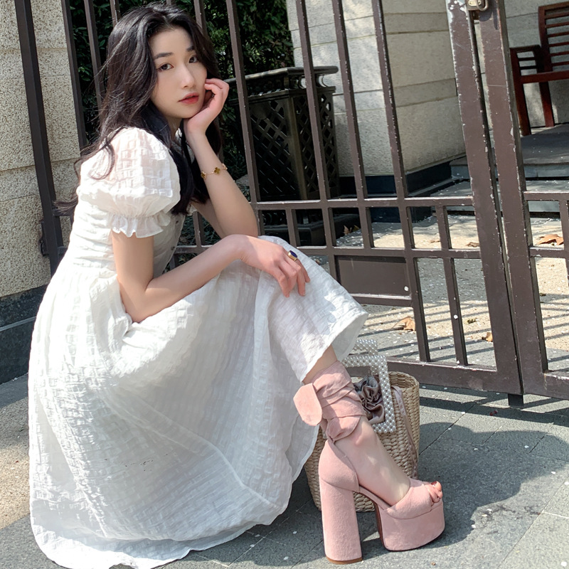Summer Thick Heel Platform Sandals Large 40-43 Women's Shoes Striped Style