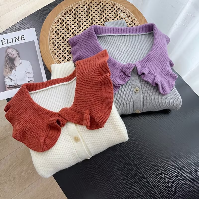 Ladies Fall Mock Collar Cardigan