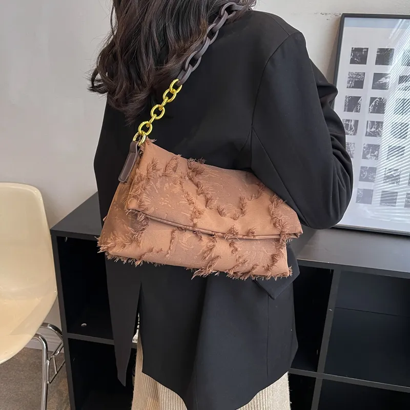 Canvas Crossbody Bags for Women New In Latest Trend Designer Chain Shoulder armpit Handbags Small Underarm Bag