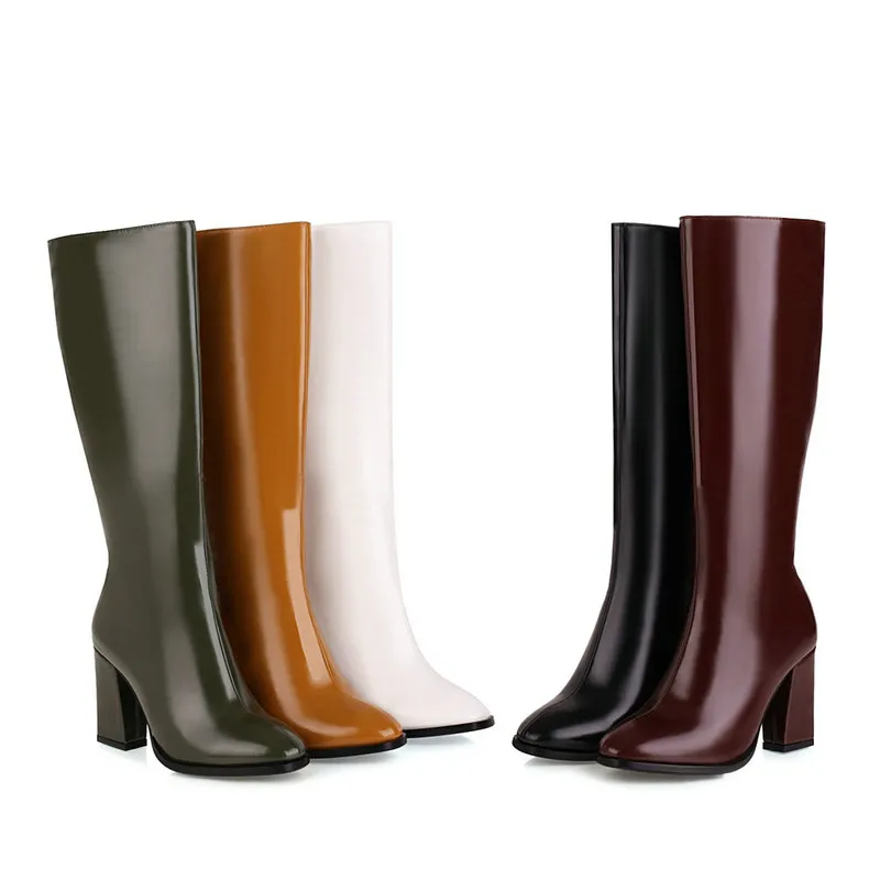 High Heels Fashion Party Night Club Shoes Woman Winter Warm Western Boots Large