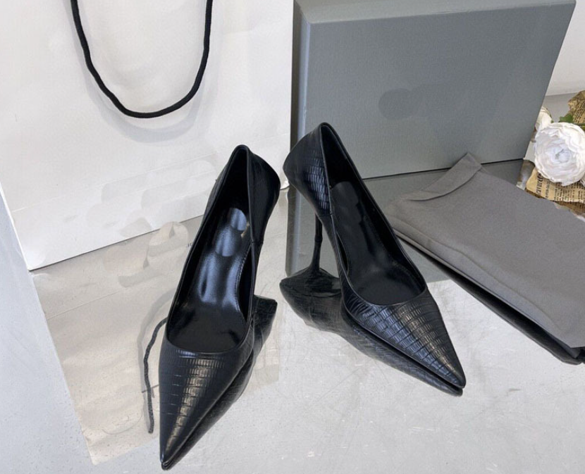 Office Ladies High Heels Genuine Leather High End Brand New Shoes Female Sexy Pointy toe Basic Pumps Shoes Women