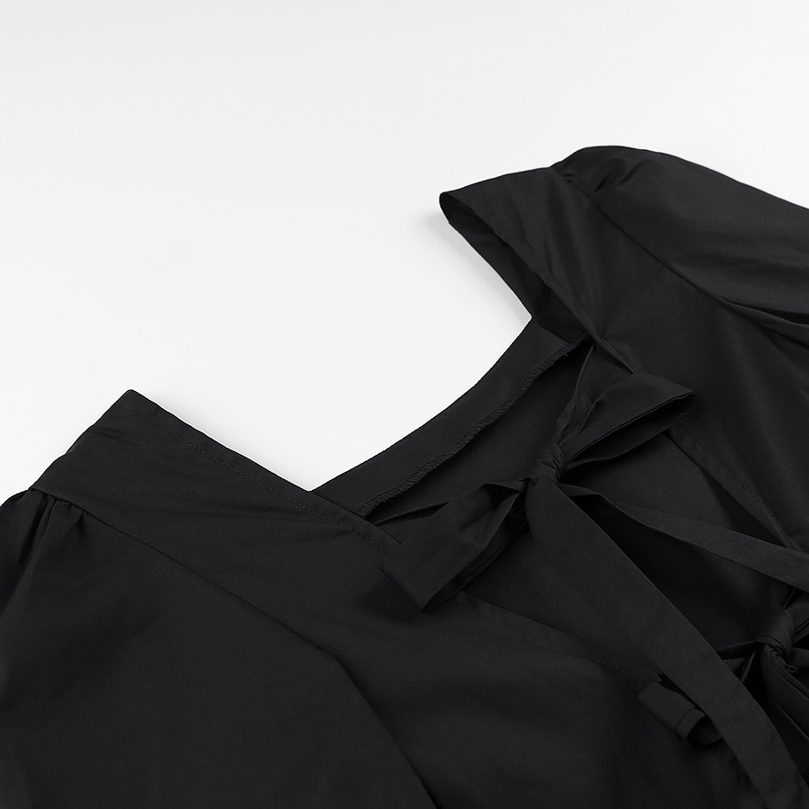 Box Collar Corset Front Puff Shirt
