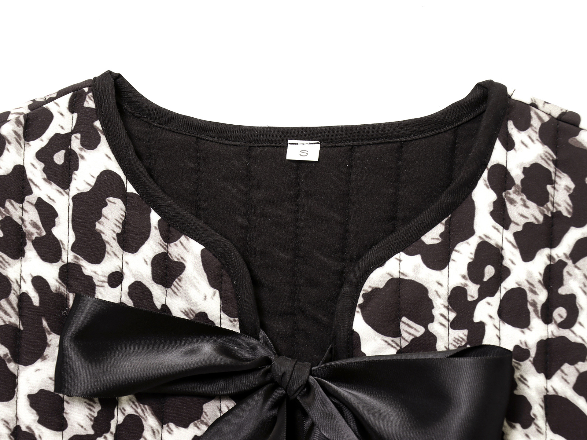 Bow decoration leopard print face vest for women