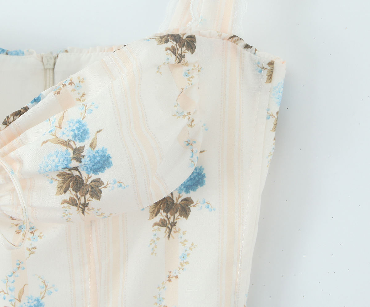 Printed Corset Waist Strapless Dress