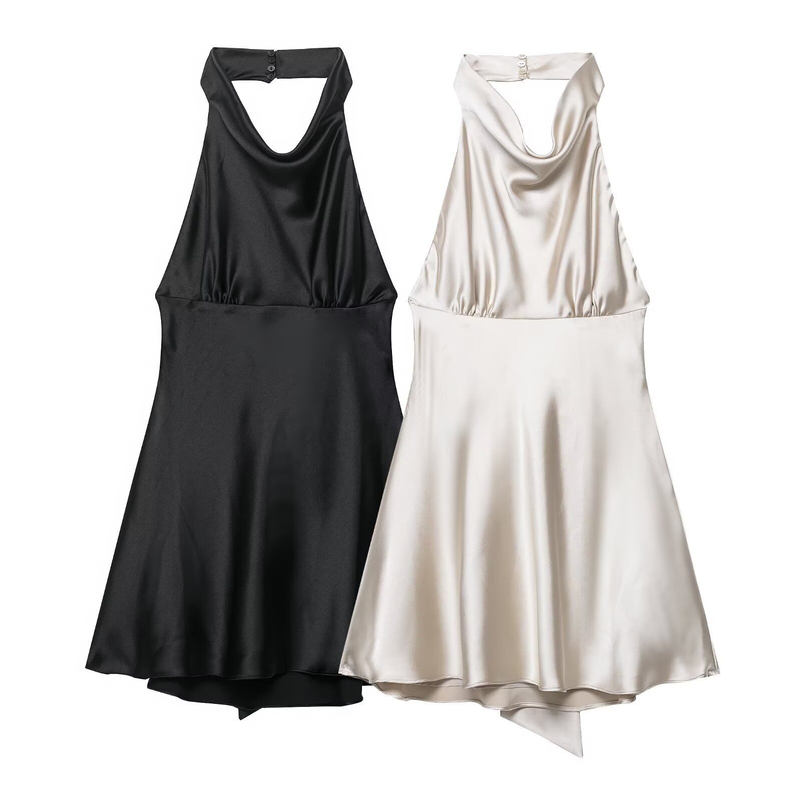 Sleek Open Back Crossover Drawstring Dress