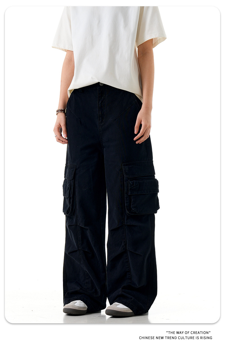 Multiple Pockets for Men and Women Slimming Straight Leg Casual Trousers