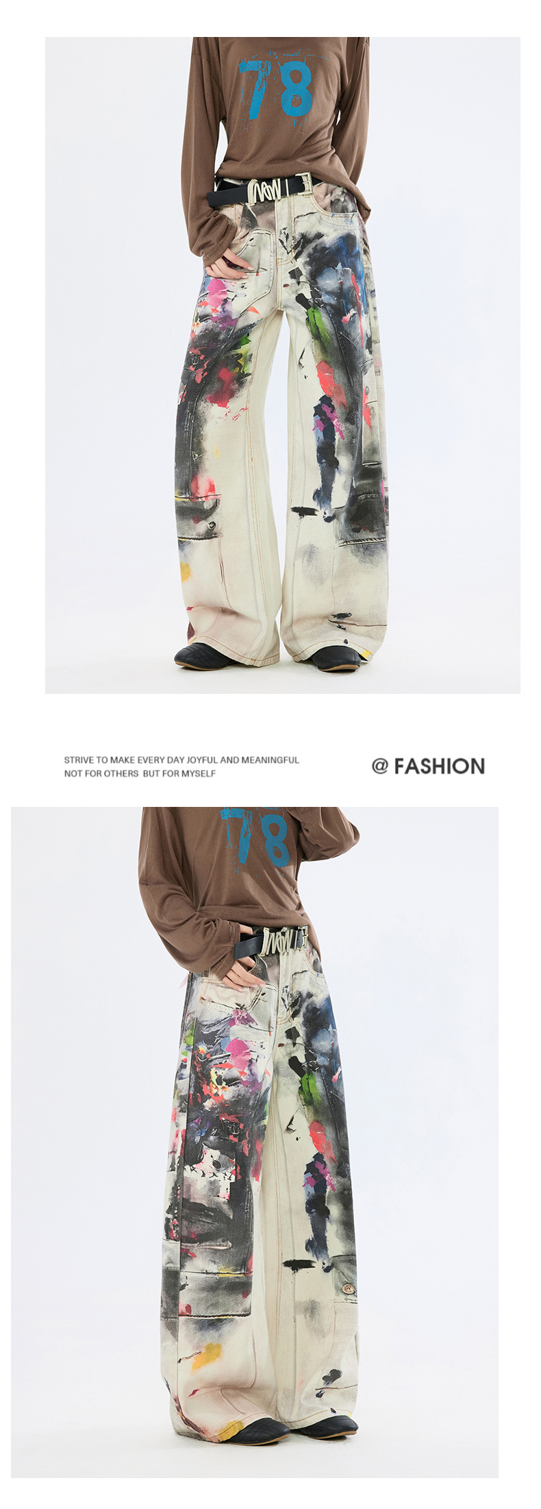 Women's Denim Pants Design Punk Floor-Length Trousers for Men and Women