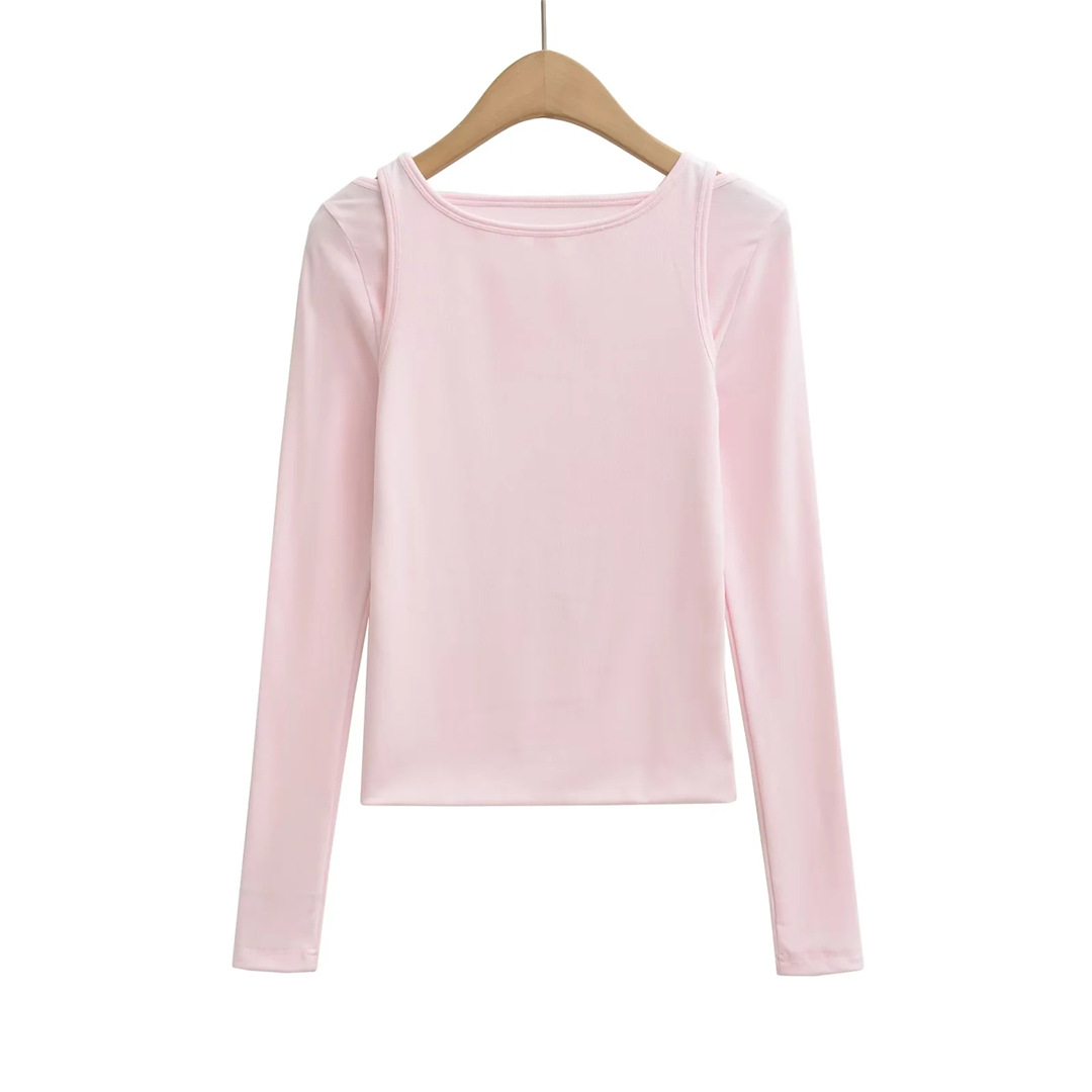 Ladies Sensual Bodycon Solid Long Sleeve Tee