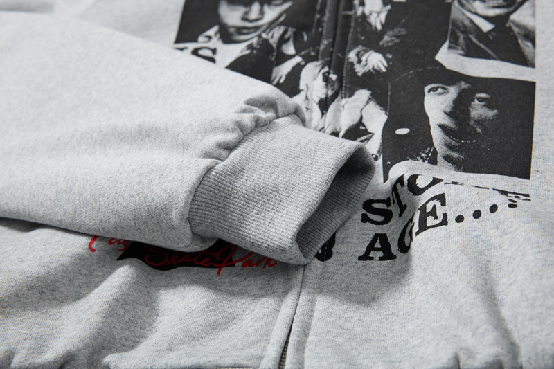 Urban Retro Musician Graphic Zippered Hoodie