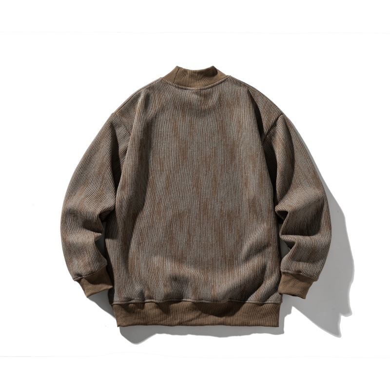 Mens Oversized Ombre Paneled Stand Collar Sweatshirt