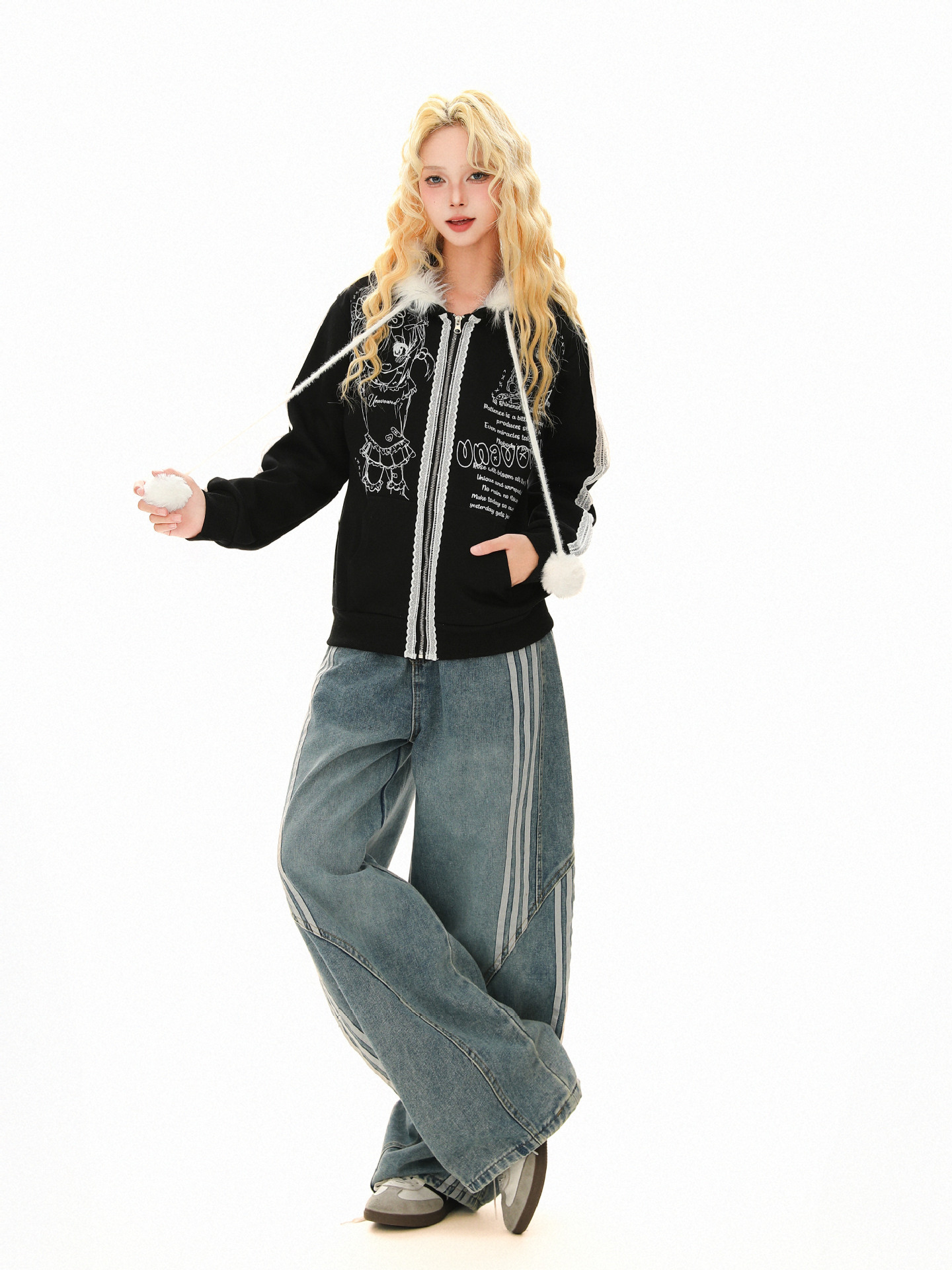American Vintage Graphic Oversized Long Sleeve Hoodie