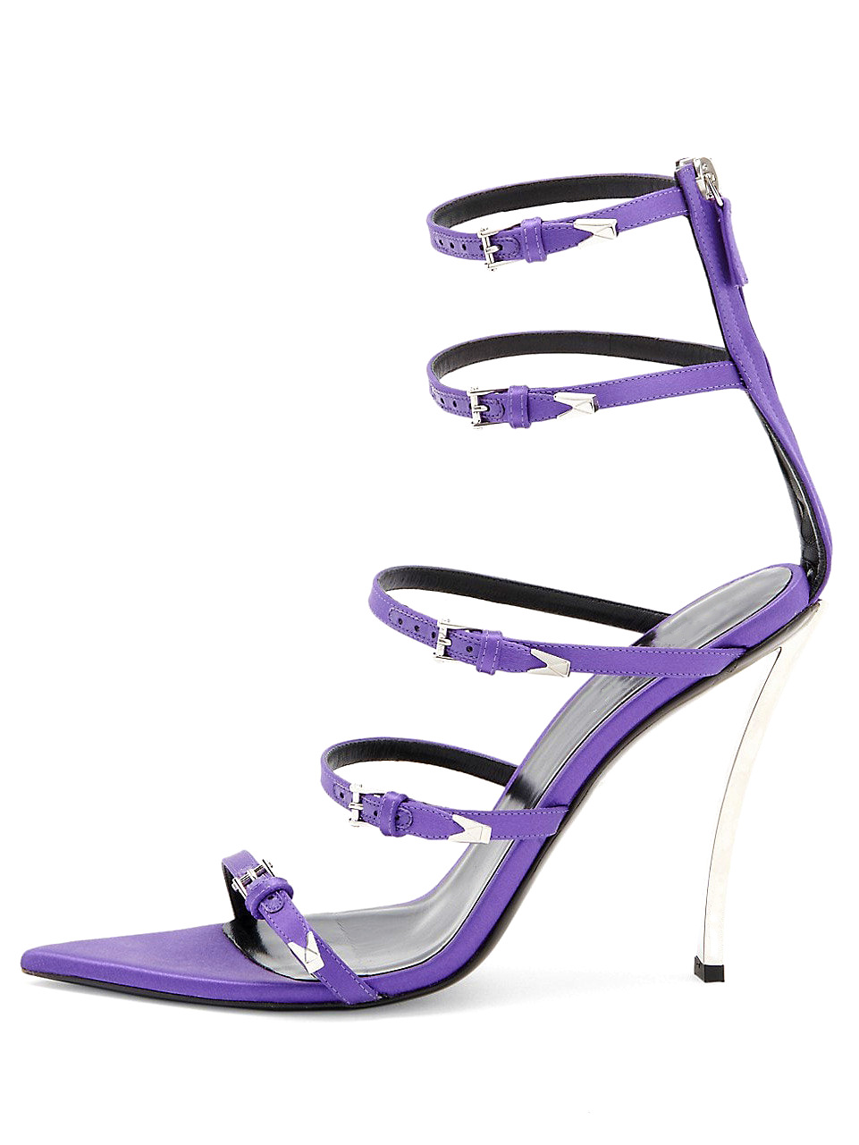 High Heeled Pointed Roman Sandals, Satin Sheepskin Buckle, Womens Oversized Shoes