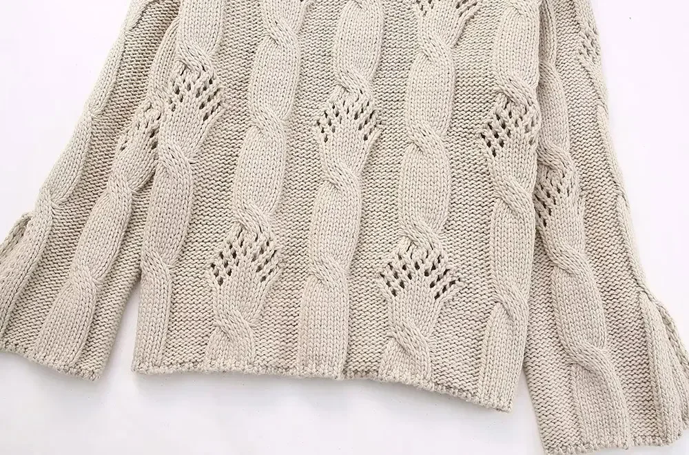 Ladies Retro Ribbed Turtleneck Polyester Jumper