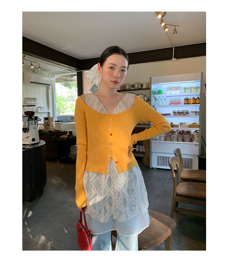 Solid Button Front Scoop Collar Long Sleeve Cardigan