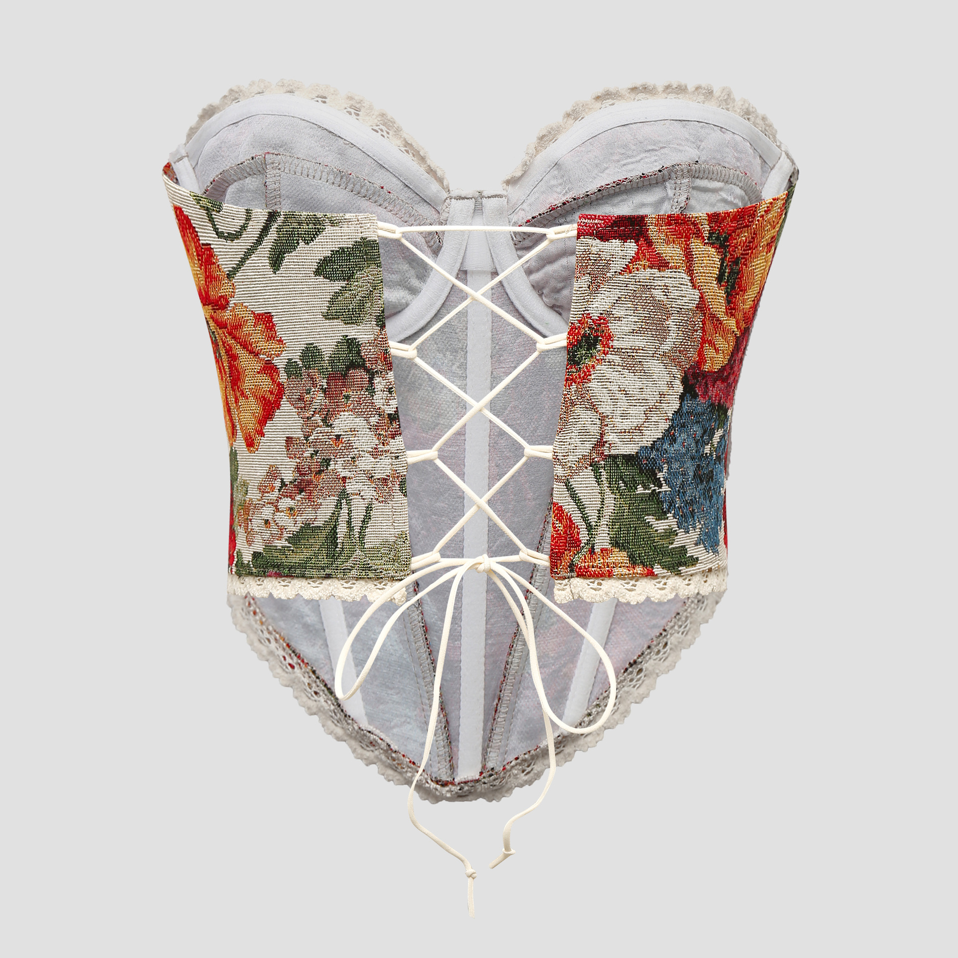 Cinched Strapless Botanical Fitted Camisole