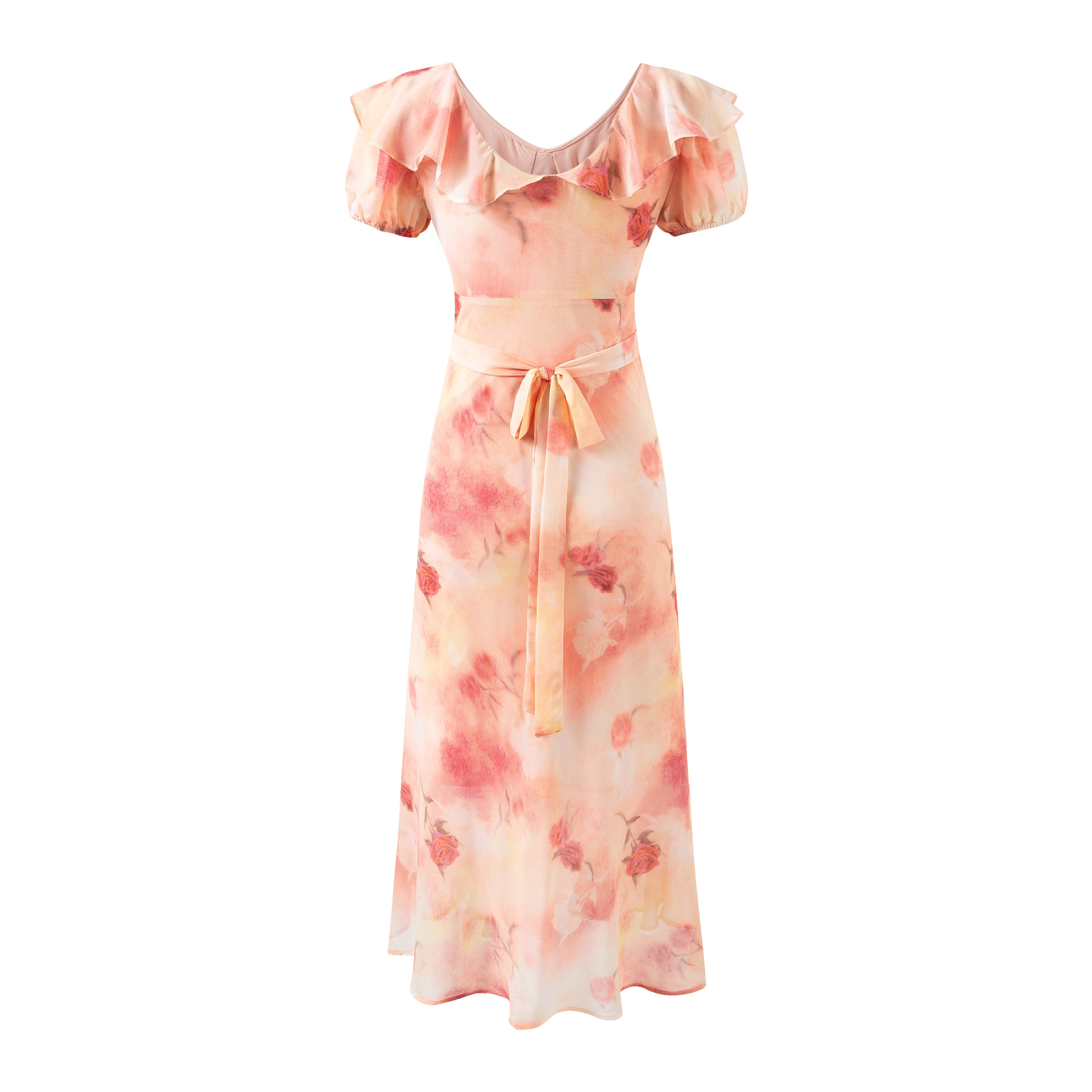 Floral waist cinching dress