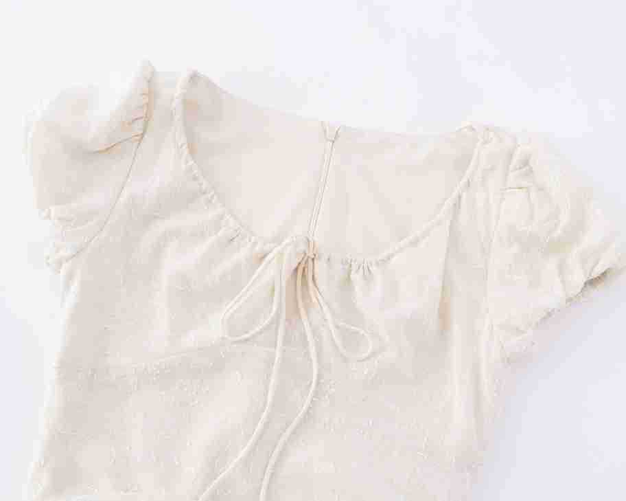 Waist-Cinching Design Short-Sleeved Dress for Women