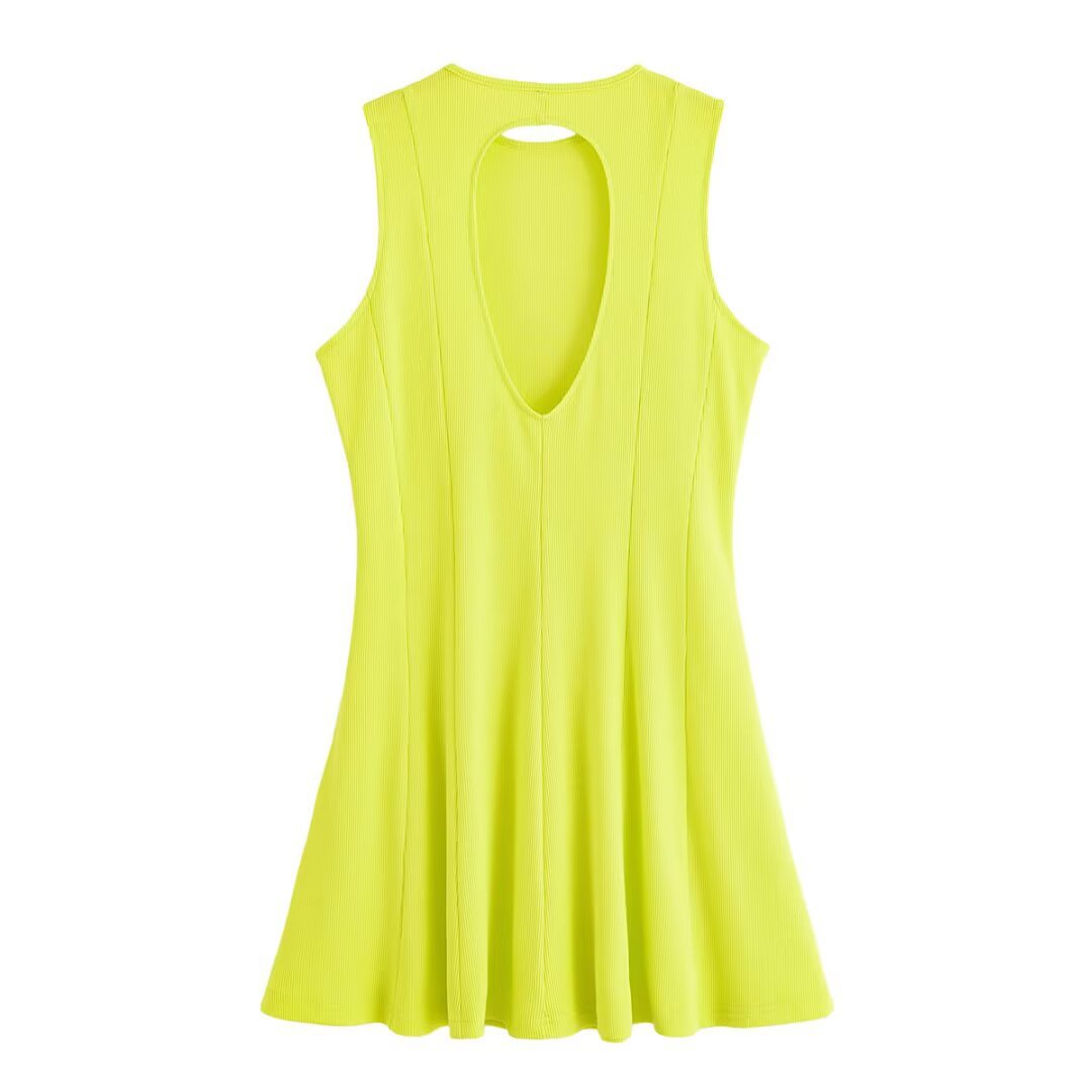 Women's Clothing Backless Round Neck Knitted Short Dress